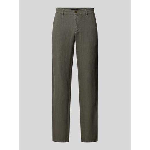 Spodnie lniane o kroju regular fit w jednolitym kolorze model ‘LOU’ ze sklepu Peek&Cloppenburg  w kategorii Spodnie męskie - zdjęcie 171330970