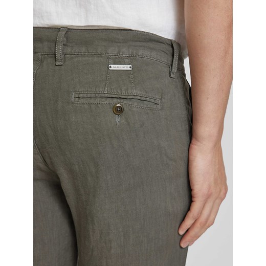 Spodnie lniane o kroju regular fit w jednolitym kolorze model ‘LOU’ Alberto 33/30 Peek&Cloppenburg 