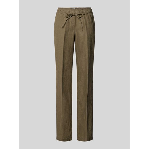 Lniane spodnie z elastycznym pasem model ‘FARINA’ ze sklepu Peek&Cloppenburg  w kategorii Spodnie damskie - zdjęcie 171331380