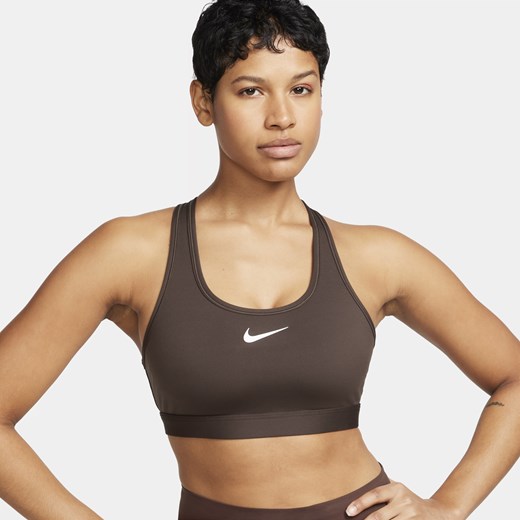 Damski stanik sportowy z wkładkami Nike Swoosh Medium Support - Brązowy Nike 2XS Nike poland