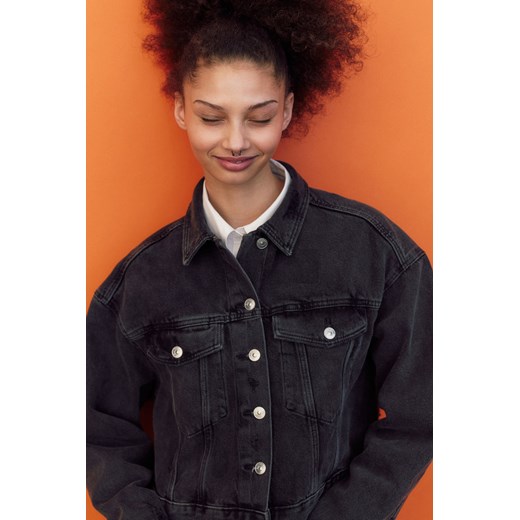 H & M - Krótka kurtka dżinsowa - Szary ze sklepu H&M w kategorii Kurtki damskie - zdjęcie 171337024