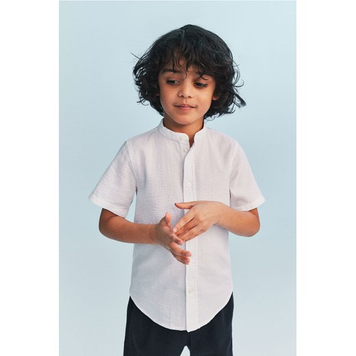 H & M - Bawełniana koszula ze stójką - Biały ze sklepu H&M w kategorii Koszule chłopięce - zdjęcie 171337034