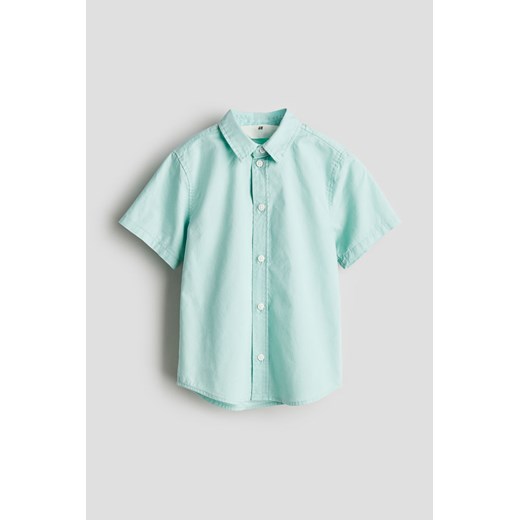 H & M - Bawełniana koszula z krótkim rękawem - Turkusowy H & M 128 (7-8Y) H&M