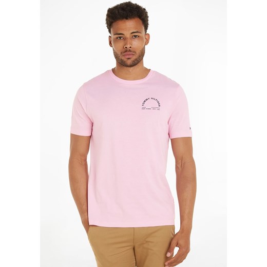 T-shirt męski Tommy Hilfiger różowy z krótkim rękawem 