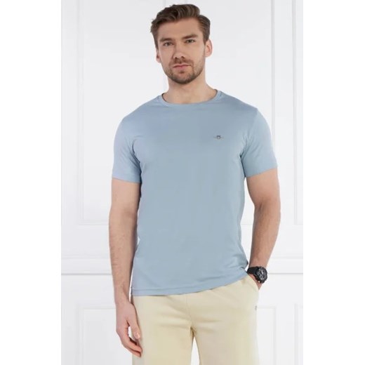 Niebieski t-shirt męski Gant z krótkimi rękawami