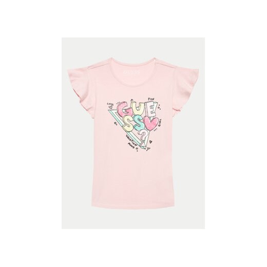 Guess T-Shirt K4GI05 K6YW4 Różowy Regular Fit ze sklepu MODIVO w kategorii Bluzki dziewczęce - zdjęcie 171343024