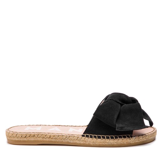 Espadryle Manebi Sandals With Bow K 1.0 J0 Black Suede ze sklepu eobuwie.pl w kategorii Klapki damskie - zdjęcie 171347752