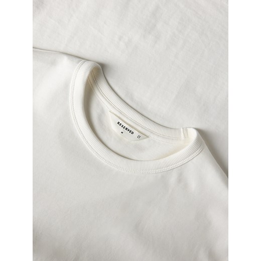 Reserved - Gładki t-shirt boxy - złamana biel Reserved XXL Reserved