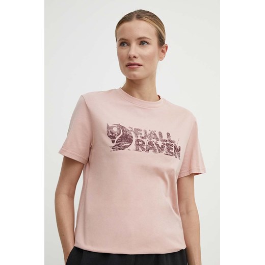 Fjallraven t-shirt Lush Logo T-shirt damski kolor różowy F14600165 ze sklepu ANSWEAR.com w kategorii Bluzki damskie - zdjęcie 171352932