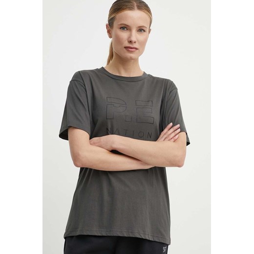 P.E Nation t-shirt bawełniany damski kolor szary ze sklepu ANSWEAR.com w kategorii Bluzki damskie - zdjęcie 171352942