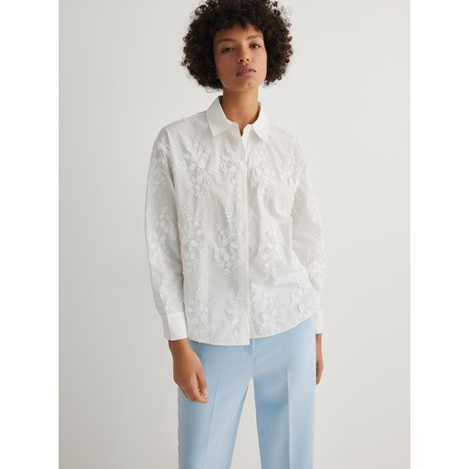 Reserved - Koszula z haftem - biały ze sklepu Reserved w kategorii Koszule damskie - zdjęcie 171355731