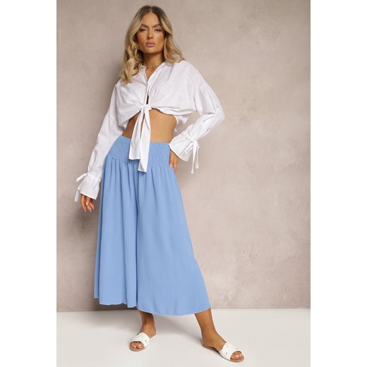Niebieskie Spodnie Szerokie Luźne High Waist Inestria ze sklepu Renee odzież w kategorii Spodnie damskie - zdjęcie 171357281
