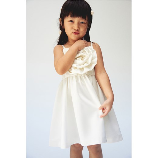 H & M - Sukienka z kwiatem - Biały H & M 110 (4-5Y) H&M
