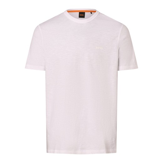 BOSS Orange Koszulka męska - Tegood Mężczyźni Bawełna biały jednolity ze sklepu vangraaf w kategorii T-shirty męskie - zdjęcie 171361252