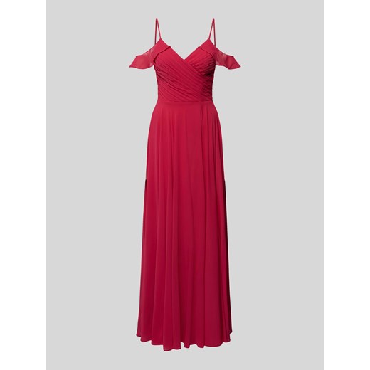 Długa sukienka w jednolitym kolorze z marszczeniami ze sklepu Peek&Cloppenburg  w kategorii Sukienki - zdjęcie 171364580