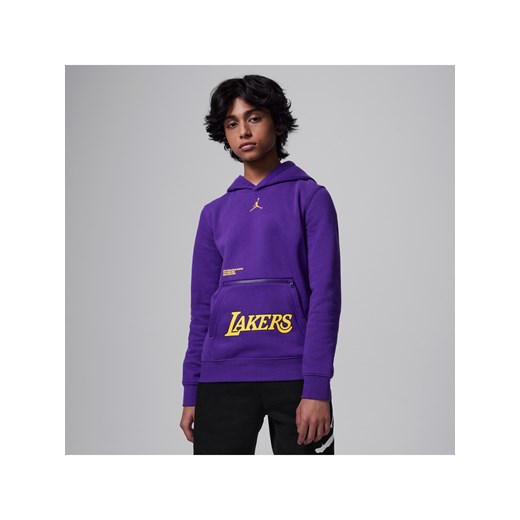 Dzianinowa bluza z kapturem dla dużych dzieci Jordan NBA Los Angeles Lakers Courtside Statement Edition - Fiolet ze sklepu Nike poland w kategorii Bluzy chłopięce - zdjęcie 171364843