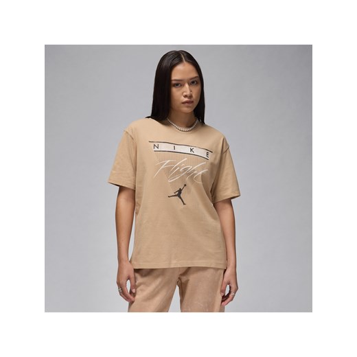 Damski T-shirt z nadrukiem Jordan Flight Heritage - Brązowy ze sklepu Nike poland w kategorii Bluzki damskie - zdjęcie 171364864