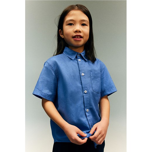 H & M - Koszula z domieszką lnu - Niebieski ze sklepu H&M w kategorii Koszule chłopięce - zdjęcie 171364950