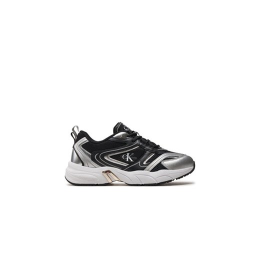 Calvin Klein Jeans Sneakersy Retro Tennis Low Lace Mh Ml Mr YW0YW01381 Czarny ze sklepu MODIVO w kategorii Buty sportowe damskie - zdjęcie 171367452