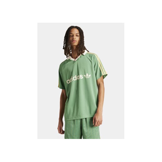 adidas Polo Pinstripe IR9381 Zielony Regular Fit ze sklepu MODIVO w kategorii T-shirty męskie - zdjęcie 171367691