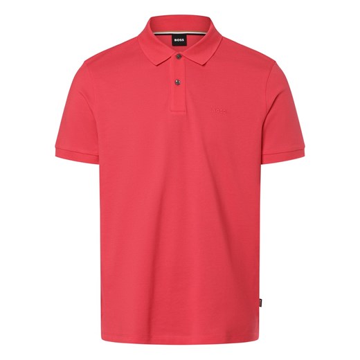 BOSS Męska koszulka polo - Pallas Mężczyźni Bawełna malinowy jednolity ze sklepu vangraaf w kategorii T-shirty męskie - zdjęcie 171368123