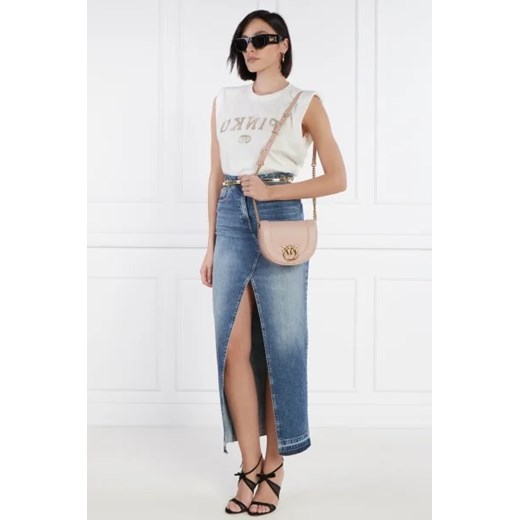 Pinko Skórzana torebka na ramię ROUND CLICK MINI VITELLO MORBI Pinko OS Gomez Fashion Store