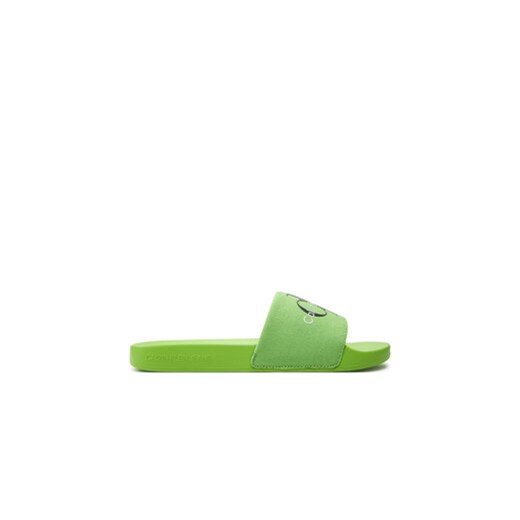 Calvin Klein Jeans Klapki Slide Monogram Co YM0YM00061 Zielony ze sklepu MODIVO w kategorii Klapki męskie - zdjęcie 171370214