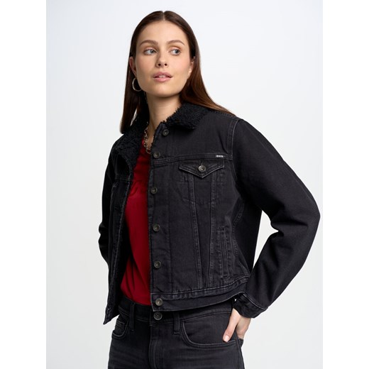 Kurtka damska jeansowa z kożuszkiem czarna Haylee 933 ze sklepu Big Star w kategorii Kurtki damskie - zdjęcie 171370323
