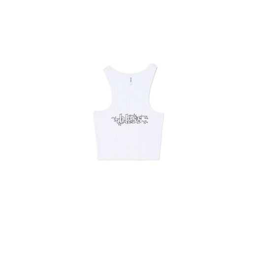 Cropp - Biały top z napisem - biały ze sklepu Cropp w kategorii Bluzki damskie - zdjęcie 171371080