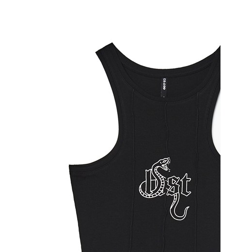 Cropp - Czarny top z napisem - czarny Cropp S Cropp