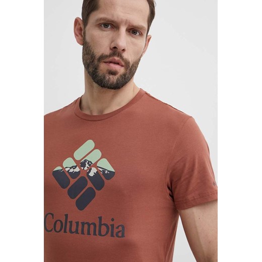 Columbia t-shirt bawełniany Rapid Ridge kolor czerwony z nadrukiem 1888813 ze sklepu ANSWEAR.com w kategorii T-shirty męskie - zdjęcie 171371993