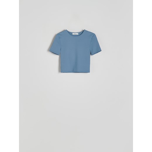 Reserved - Krótki t-shirt - niebieski ze sklepu Reserved w kategorii Bluzki damskie - zdjęcie 171373190