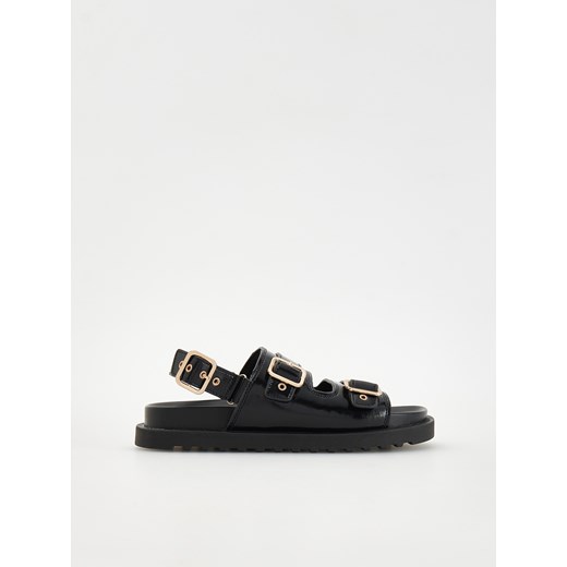 Reserved - Skórzane sandały z klamrami - czarny ze sklepu Reserved w kategorii Sandały damskie - zdjęcie 171373231