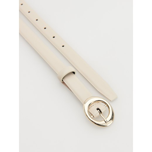 Reserved - Skórzany pasek z klamrą - kremowy Reserved S Reserved