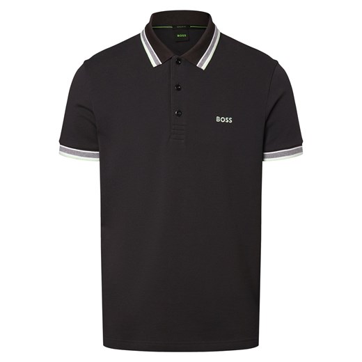 BOSS Green Męska koszulka polo - Paddy Mężczyźni Bawełna antracytowy jednolity ze sklepu vangraaf w kategorii T-shirty męskie - zdjęcie 171374194