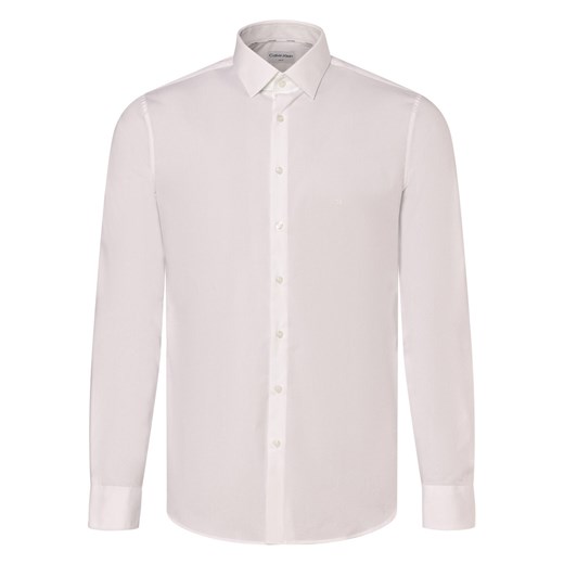 Calvin Klein Koszula męska Mężczyźni Slim Fit Bawełna biały jednolity ze sklepu vangraaf w kategorii Koszule męskie - zdjęcie 171374230