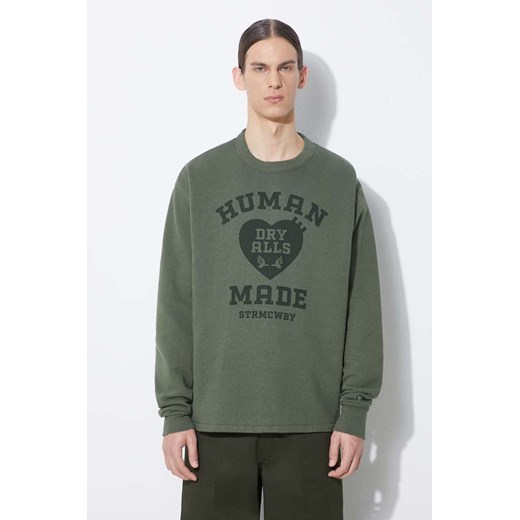 Human Made bluza bawełniana Military Sweatshirt męska kolor zielony z nadrukiem HM27CS020 ze sklepu PRM w kategorii Bluzy męskie - zdjęcie 171374931