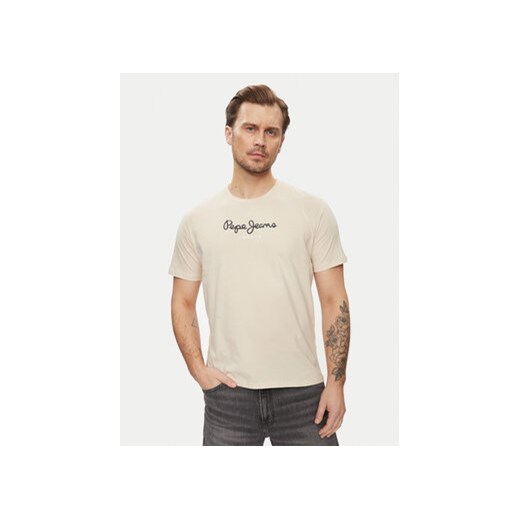 Pepe Jeans T-Shirt Eggo N PM508208 Beżowy Regular Fit ze sklepu MODIVO w kategorii T-shirty męskie - zdjęcie 171377063