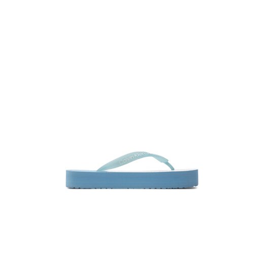 Calvin Klein Jeans Japonki Beach Sandal Flatform Monologo YW0YW01617 Niebieski ze sklepu MODIVO w kategorii Klapki damskie - zdjęcie 171377280