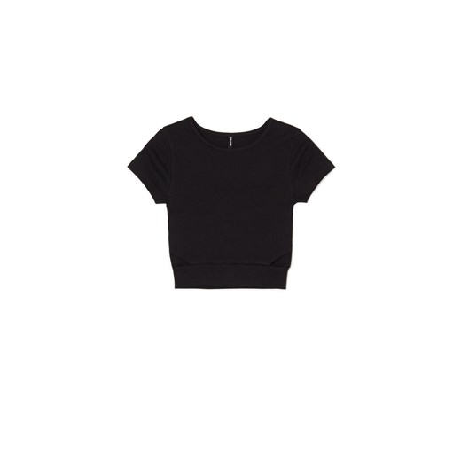 Cropp - Czarna koszulka z wycięciami - czarny ze sklepu Cropp w kategorii Bluzki damskie - zdjęcie 171378214