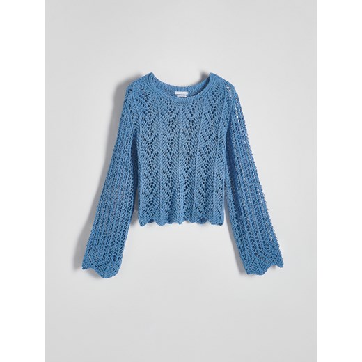 Reserved - Ażurowy sweter - jasnoniebieski Reserved S Reserved