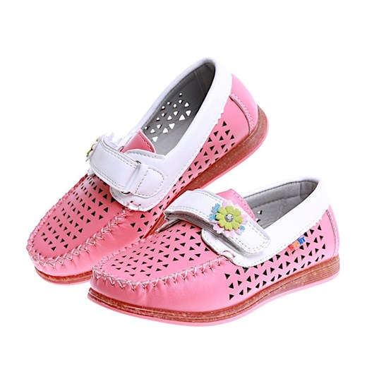 Ciemno różowe ażurowe buty dziewczęce na rzepy /E1-2 16017 T078/ ze sklepu Pantofelek24.pl w kategorii Balerinki dziecięce - zdjęcie 171379112