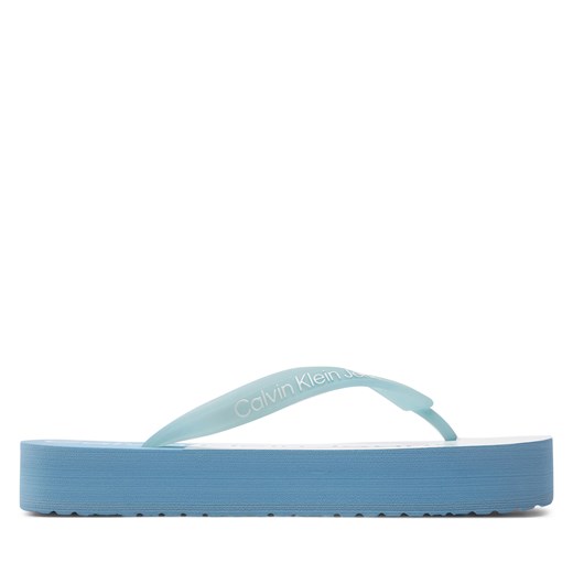 Japonki Calvin Klein Jeans Beach Sandal Flatform Monologo YW0YW01617 Dusk Blue/Bright White 0G2 ze sklepu eobuwie.pl w kategorii Klapki damskie - zdjęcie 171379603