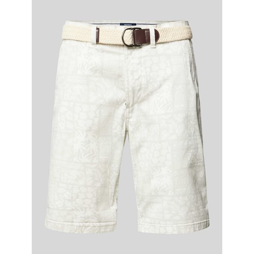 Bermudy o kroju regular fit z paskiem z efektem plecionki ze sklepu Peek&Cloppenburg  w kategorii Spodenki męskie - zdjęcie 171381194