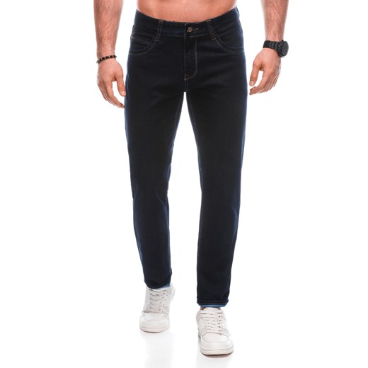 Spodnie męskie jeansowe 1467P - ciemnoniebieskie ze sklepu Edoti w kategorii Spodnie męskie - zdjęcie 171392643