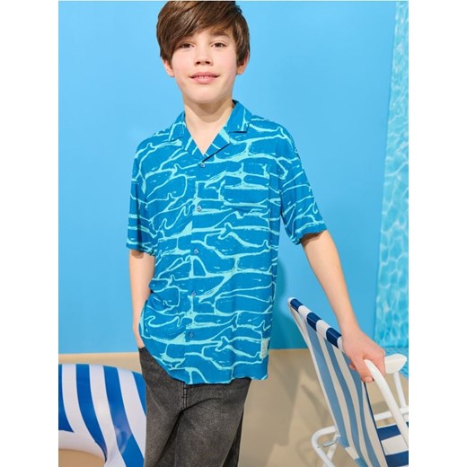 Sinsay - Koszula z krótkimi rękawami - turkusowy ze sklepu Sinsay w kategorii Koszule chłopięce - zdjęcie 171393381