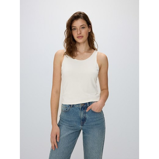 Reserved - Koszulka na ramiączkach z modalem - złamana biel ze sklepu Reserved w kategorii Bluzki damskie - zdjęcie 171393743