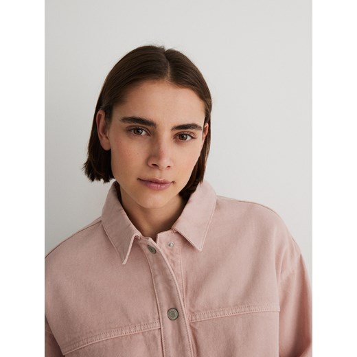 Reserved - Koszulowa kurtka z denimu - różowy ze sklepu Reserved w kategorii Kurtki damskie - zdjęcie 171393883