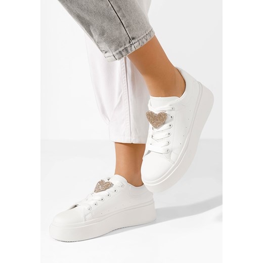 Białe sneakersy na platformie Kimani ze sklepu Zapatos w kategorii Trampki damskie - zdjęcie 171394203