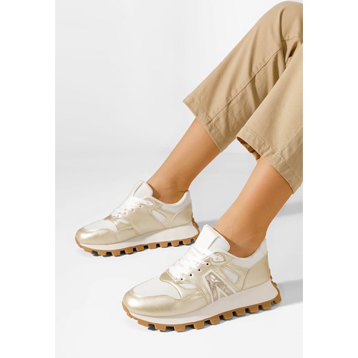 Złote sneakersy na platformie Evalina ze sklepu Zapatos w kategorii Buty sportowe damskie - zdjęcie 171394211